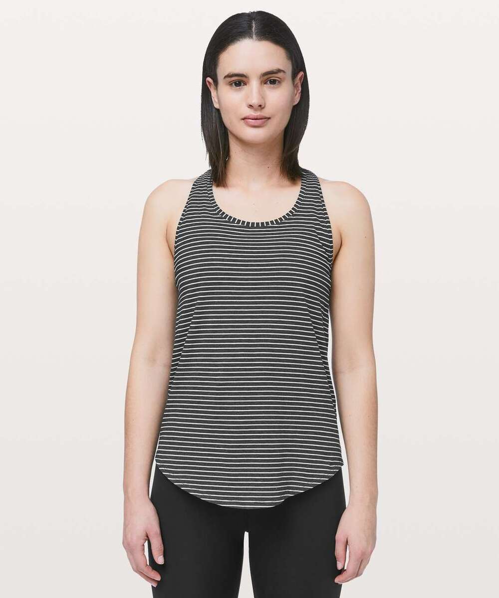 Lululemon Love Tank Pleated Modern Stripe Heathered Black White